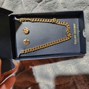 Gold Chain Necklace and Earring Set